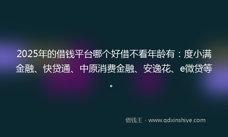 2025年的借钱平台哪个好借不看年龄有：度小满金融、快贷通、中原消费金融、安逸花、e微贷等。