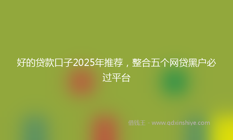 好的贷款口子2025年推荐，整合五个网贷黑户必过平台