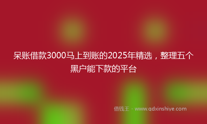 呆账借款3000马上到账的2025年精选，整理五个黑户能下款的平台