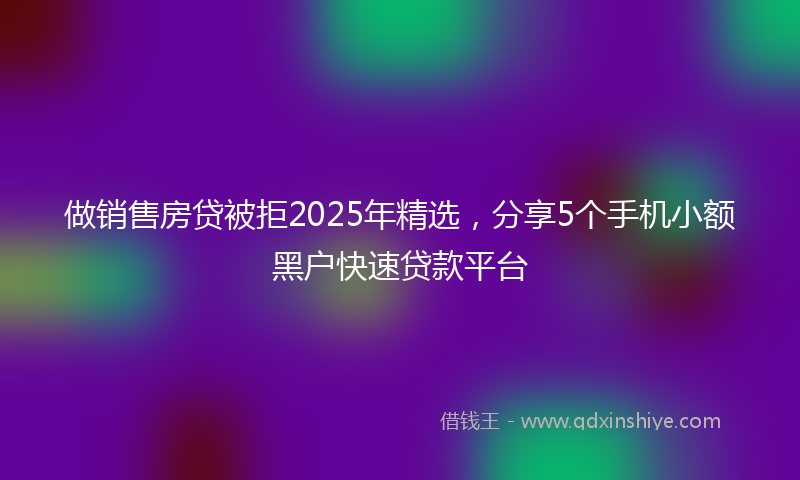 做销售房贷被拒2025年精选，分享5个手机小额黑户快速贷款平台