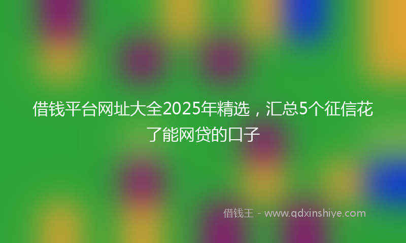 借钱平台网址大全2025年精选，汇总5个征信花了能网贷的口子