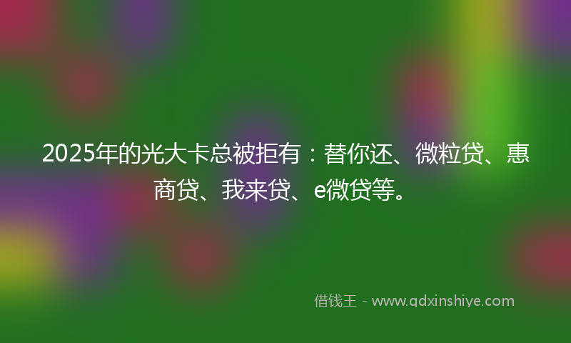 2025年的光大卡总被拒有：替你还、微粒贷、惠商贷、我来贷、e微贷等。