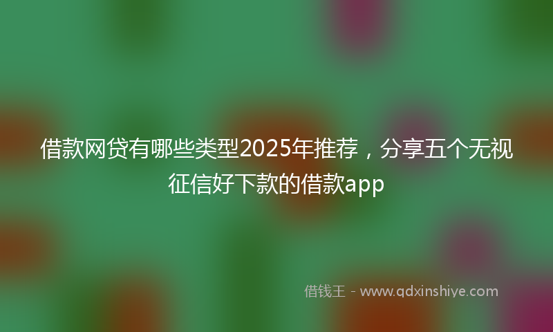 借款网贷有哪些类型2025年推荐，分享五个无视征信好下款的借款app