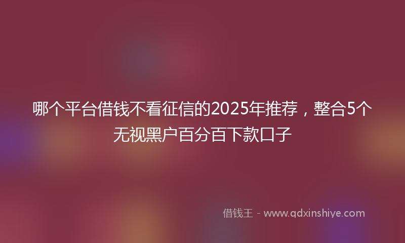 哪个平台借钱不看征信的2025年推荐，整合5个无视黑户百分百下款口子