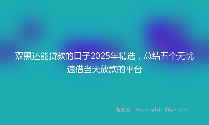 双黑还能贷款的口子2025年精选，总结五个无忧速借当天放款的平台