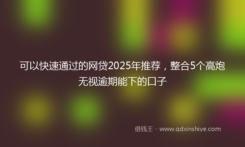 可以快速通过的网贷2025年推荐，整合5个高炮无视逾期能下的口子