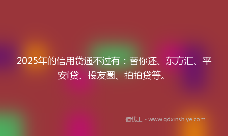 2025年的信用贷通不过有：替你还、东方汇、平安i贷、投友圈、拍拍贷等。
