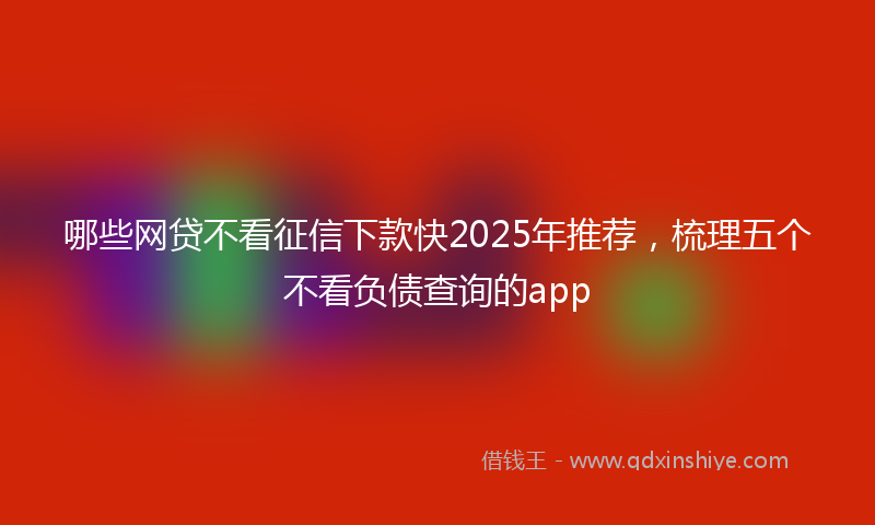 哪些网贷不看征信下款快2025年推荐，梳理五个不看负债查询的app