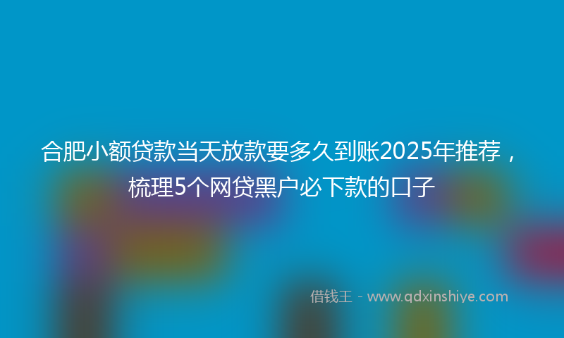 合肥小额贷款当天放款要多久到账2025年推荐，梳理5个网贷黑户必下款的口子