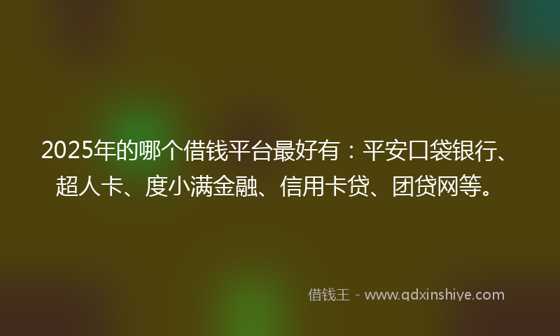 2025年的哪个借钱平台最好有：平安口袋银行、超人卡、度小满金融、信用卡贷、团贷网等。