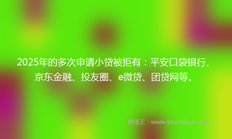 2025年的多次申请小贷被拒有：平安口袋银行、京东金融、投友圈、e微贷、团贷网等。