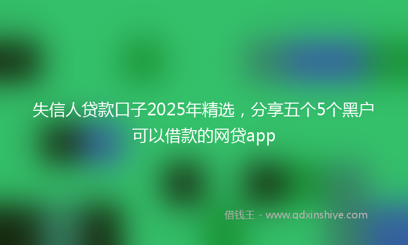 失信人贷款口子2025年精选，分享五个5个黑户可以借款的网贷app