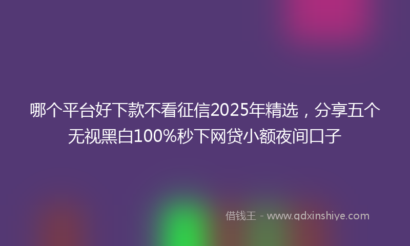 哪个平台好下款不看征信2025年精选，分享五个无视黑白100%秒下网贷小额夜间口子