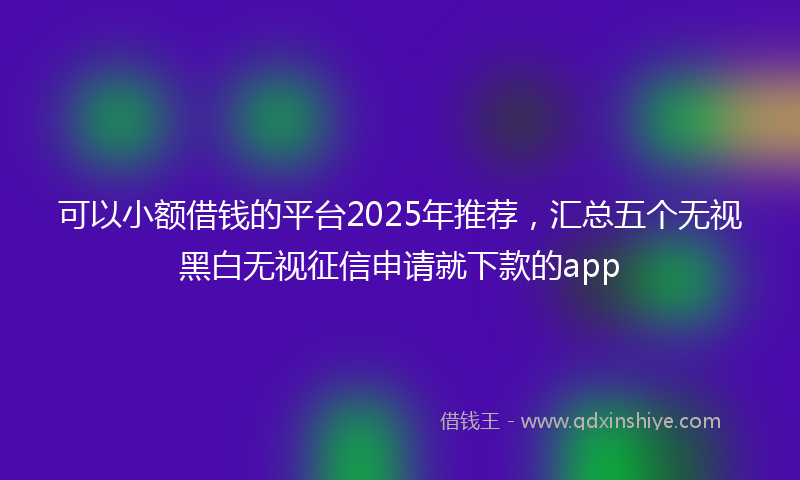 可以小额借钱的平台2025年推荐，汇总五个无视黑白无视征信申请就下款的app