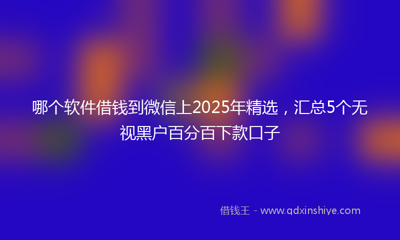 哪个软件借钱到微信上2025年精选，汇总5个无视黑户百分百下款口子