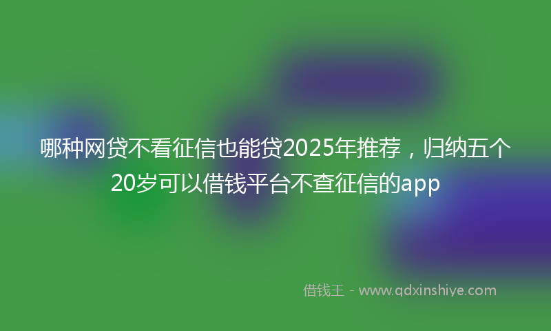 哪种网贷不看征信也能贷2025年推荐，归纳五个20岁可以借钱平台不查征信的app