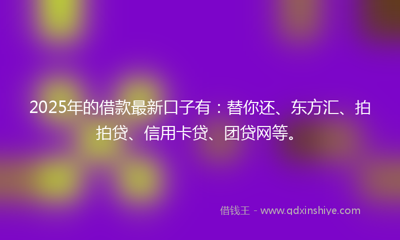 2025年的借款最新口子有：替你还、东方汇、拍拍贷、信用卡贷、团贷网等。