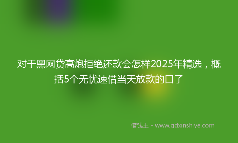 对于黑网贷高炮拒绝还款会怎样2025年精选，概括5个无忧速借当天放款的口子