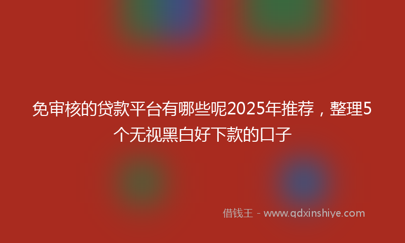 免审核的贷款平台有哪些呢2025年推荐，整理5个无视黑白好下款的口子