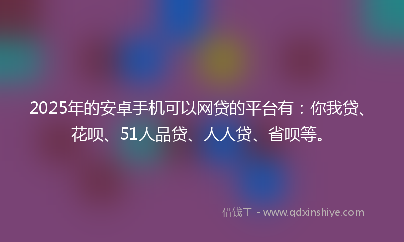 2025年的安卓手机可以网贷的平台有：你我贷、花呗、51人品贷、人人贷、省呗等。