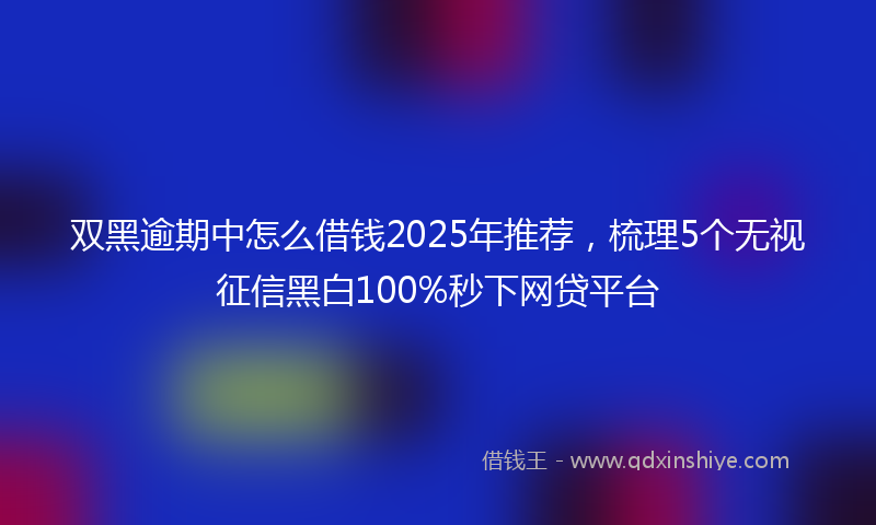 双黑逾期中怎么借钱2025年推荐，梳理5个无视征信黑白100%秒下网贷平台