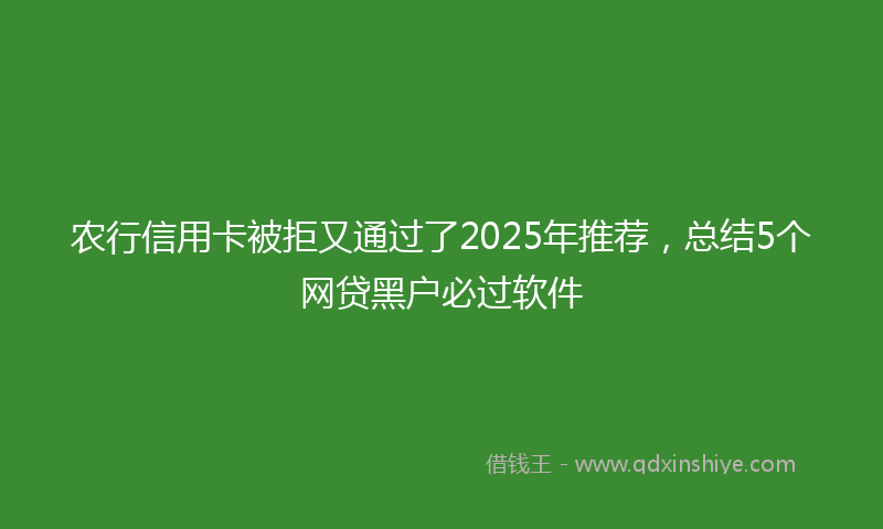 农行信用卡被拒又通过了2025年推荐，总结5个网贷黑户必过软件