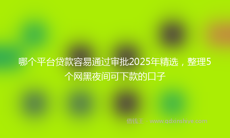 哪个平台贷款容易通过审批2025年精选，整理5个网黑夜间可下款的口子