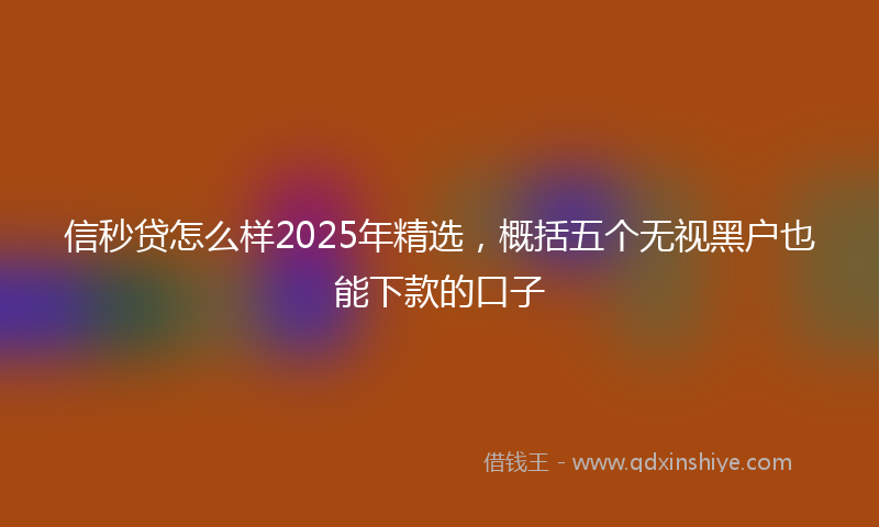 信秒贷怎么样2025年精选，概括五个无视黑户也能下款的口子