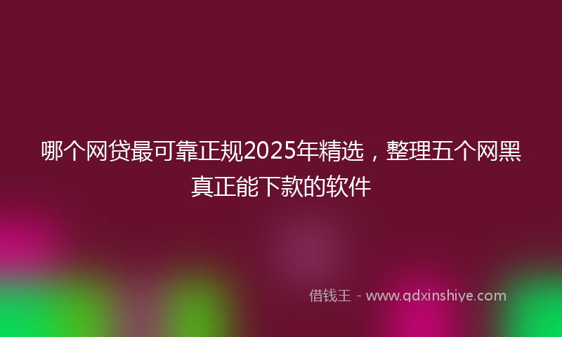哪个网贷最可靠正规2025年精选，整理五个网黑真正能下款的软件