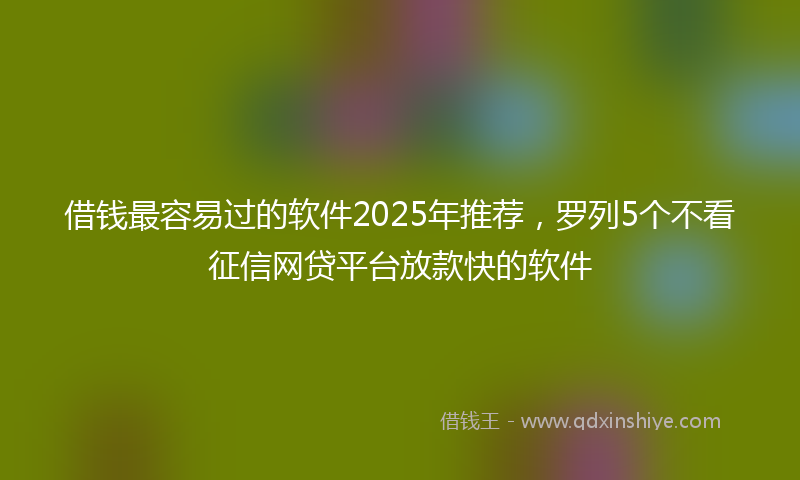 借钱最容易过的软件2025年推荐，罗列5个不看征信网贷平台放款快的软件