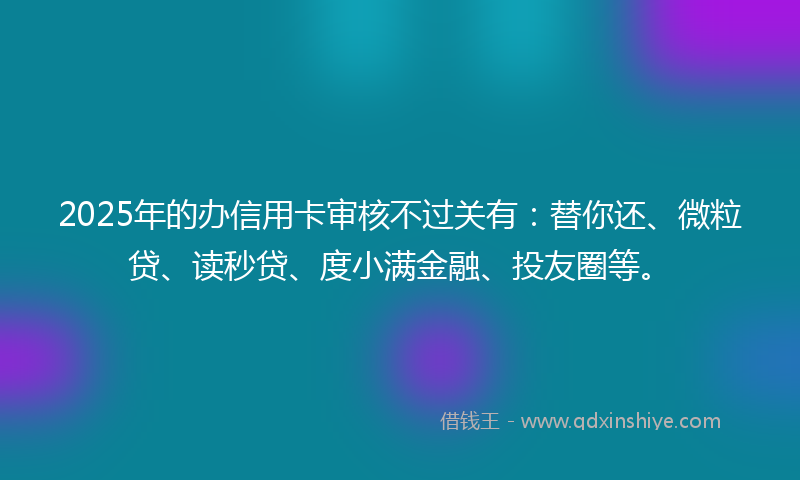 2025年的办信用卡审核不过关有：替你还、微粒贷、读秒贷、度小满金融、投友圈等。