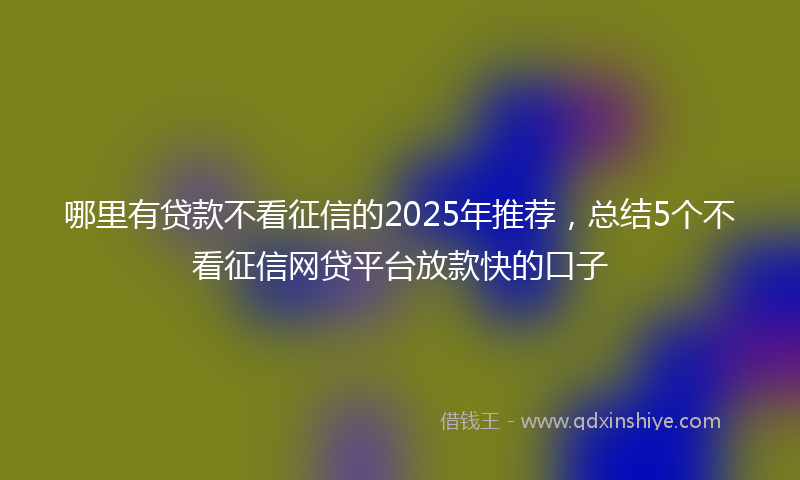 哪里有贷款不看征信的2025年推荐，总结5个不看征信网贷平台放款快的口子