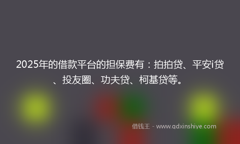 2025年的借款平台的担保费有：拍拍贷、平安i贷、投友圈、功夫贷、柯基贷等。