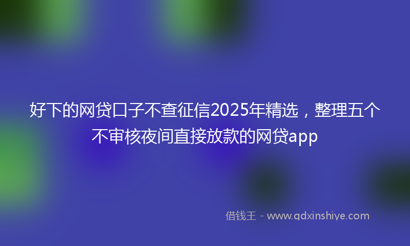 好下的网贷口子不查征信2025年精选，整理五个不审核夜间直接放款的网贷app