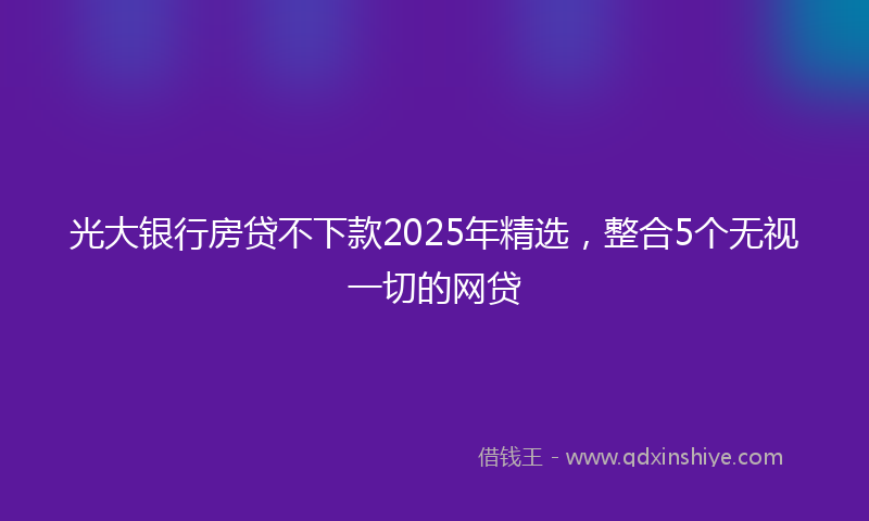 光大银行房贷不下款2025年精选，整合5个无视一切的网贷