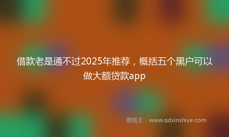 借款老是通不过2025年推荐，概括五个黑户可以做大额贷款app
