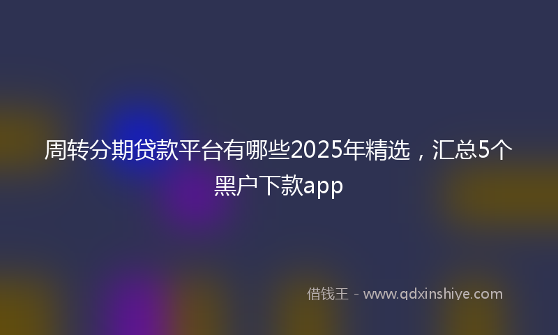 周转分期贷款平台有哪些2025年精选，汇总5个黑户下款app