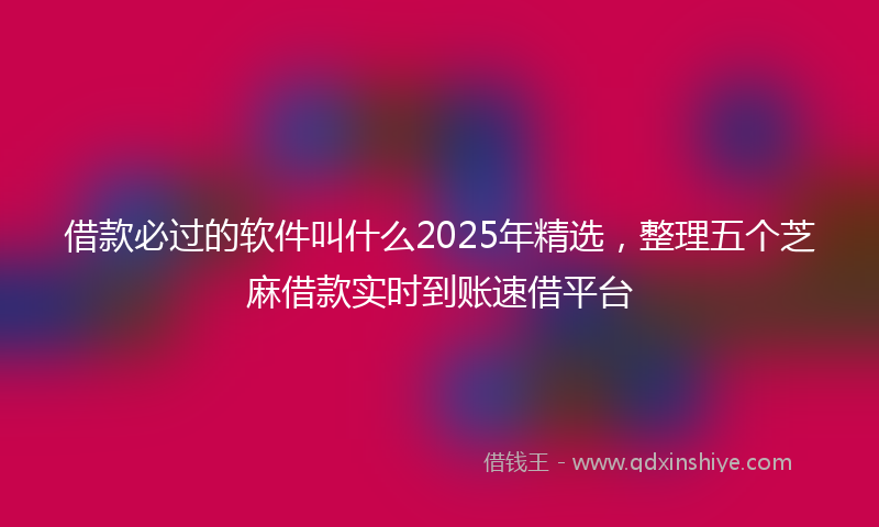 借款必过的软件叫什么2025年精选，整理五个芝麻借款实时到账速借平台