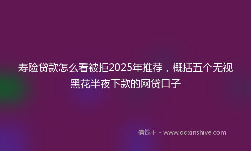 寿险贷款怎么看被拒2025年推荐，概括五个无视黑花半夜下款的网贷口子