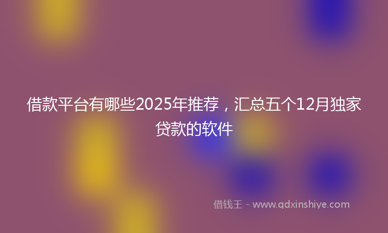 借款平台有哪些2025年推荐，汇总五个12月独家贷款的软件
