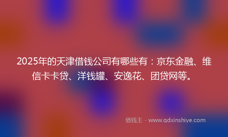 2025年的天津借钱公司有哪些有：京东金融、维信卡卡贷、洋钱罐、安逸花、团贷网等。