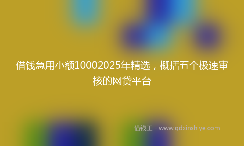 借钱急用小额10002025年精选，概括五个极速审核的网贷平台