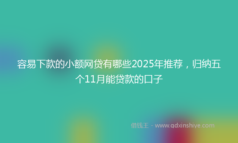 容易下款的小额网贷有哪些2025年推荐，归纳五个11月能贷款的口子