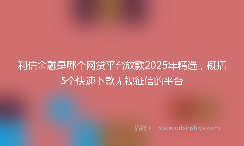 利信金融是哪个网贷平台放款2025年精选，概括5个快速下款无视征信的平台
