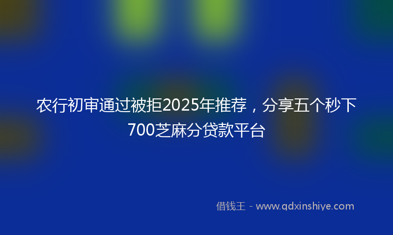 农行初审通过被拒2025年推荐，分享五个秒下700芝麻分贷款平台