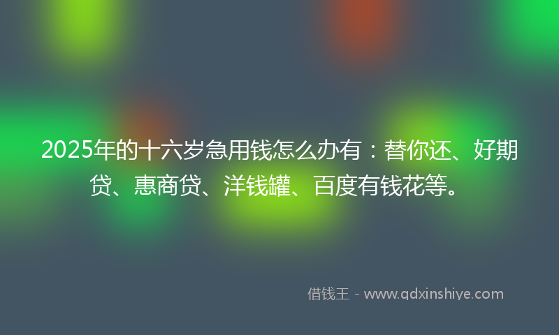 2025年的十六岁急用钱怎么办有：替你还、好期贷、惠商贷、洋钱罐、百度有钱花等。