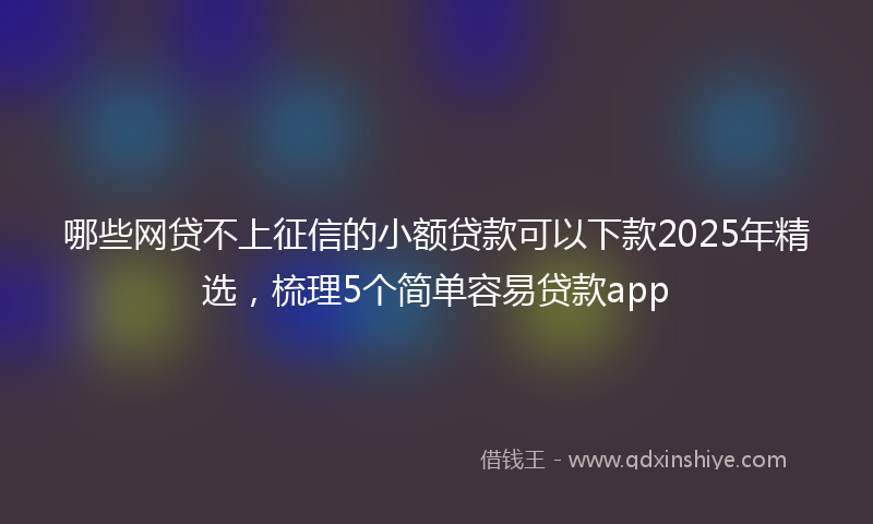 哪些网贷不上征信的小额贷款可以下款2025年精选，梳理5个简单容易贷款app