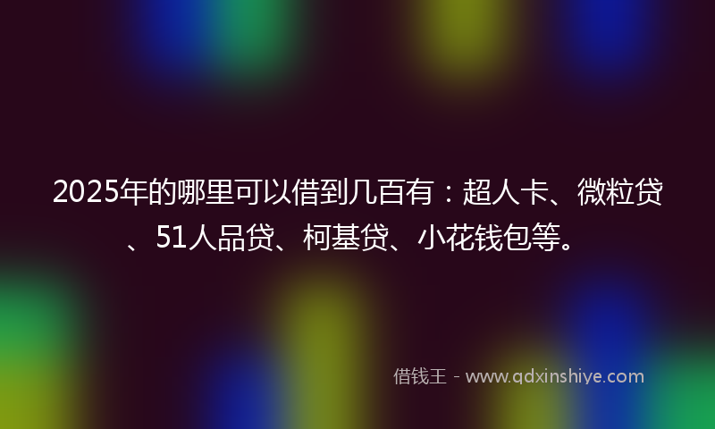 2025年的哪里可以借到几百有：超人卡、微粒贷、51人品贷、柯基贷、小花钱包等。