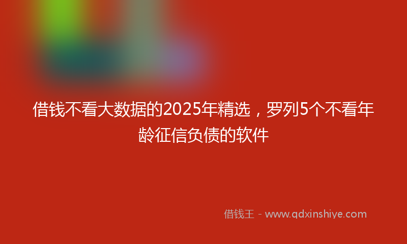 借钱不看大数据的2025年精选，罗列5个不看年龄征信负债的软件