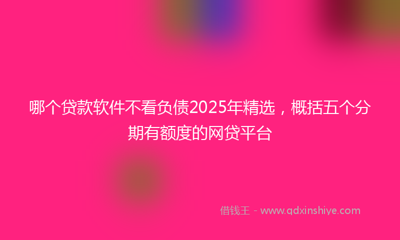 哪个贷款软件不看负债2025年精选，概括五个分期有额度的网贷平台